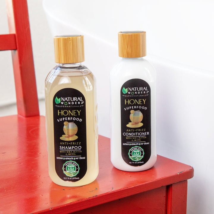 Anti-Frizz Honey Shampoo + Conditioner Hair Bundle